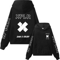 Bluza z kapturem Xplr Sam and Colby Chainlink Merch bluza z nadrukiem w kształcie serca mężczyźni kobiety sweter z długim rękawem