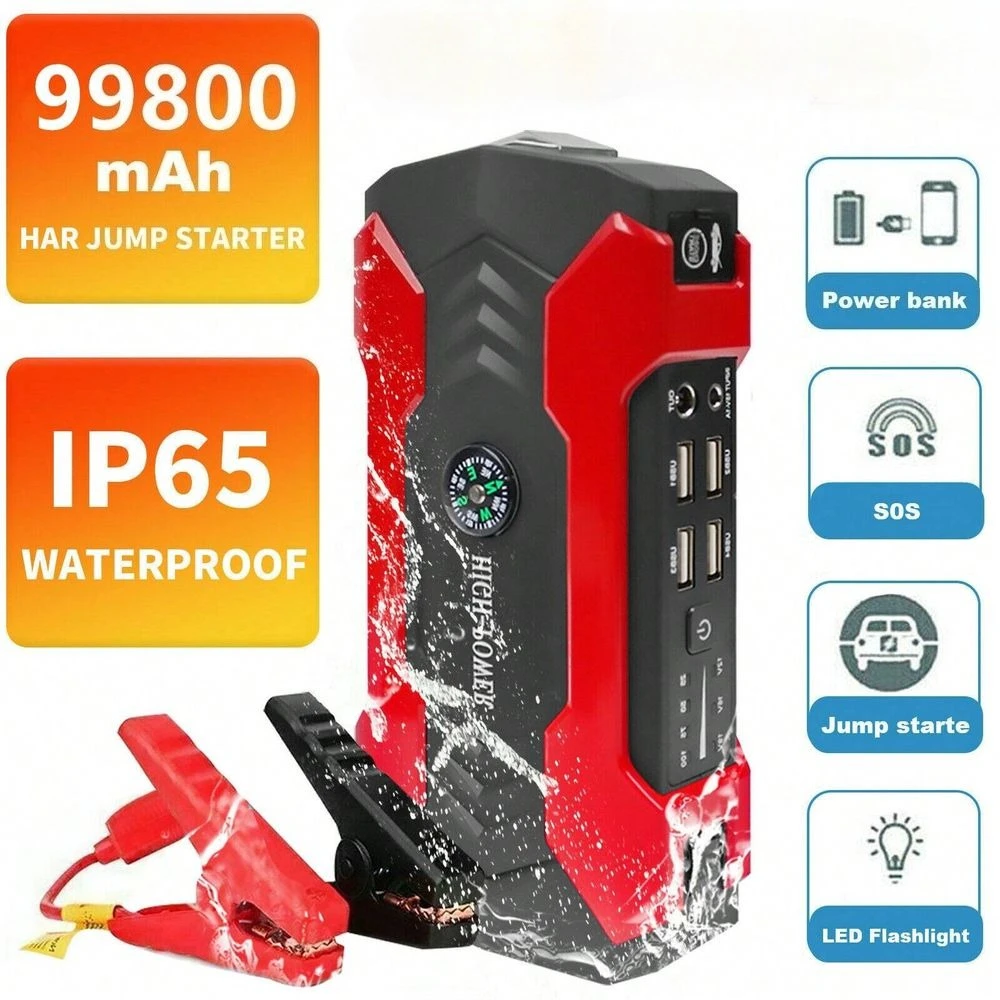 

Car Jump Starter 99800mAh Booster Jumper Box Battery Charger,12V Jump Box Auto Lithium Battery Booster ,Emergency LED Light