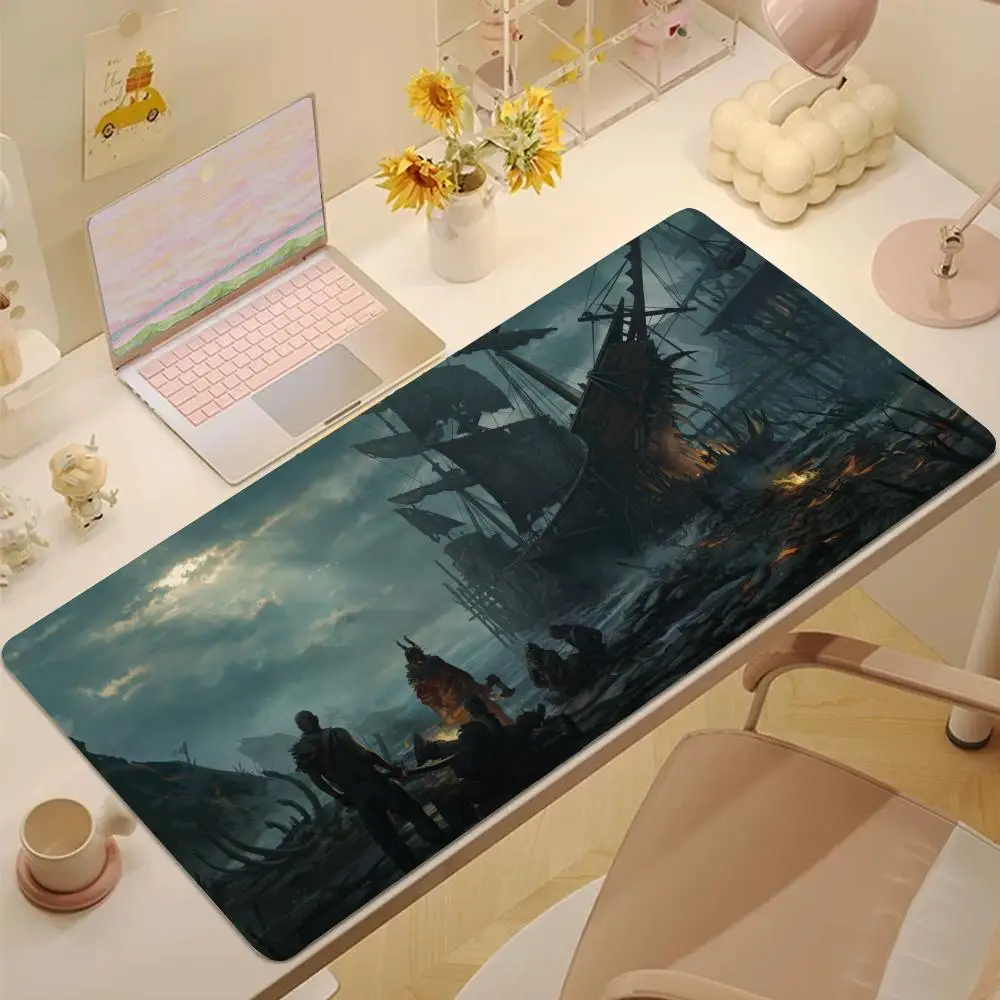 

pirate ship Mouse Pad Tablet mouse Pad Laptop xl desktop mouse pad, cute HD Rainbow Gaming keyboard pad, csgo Player, 90x40