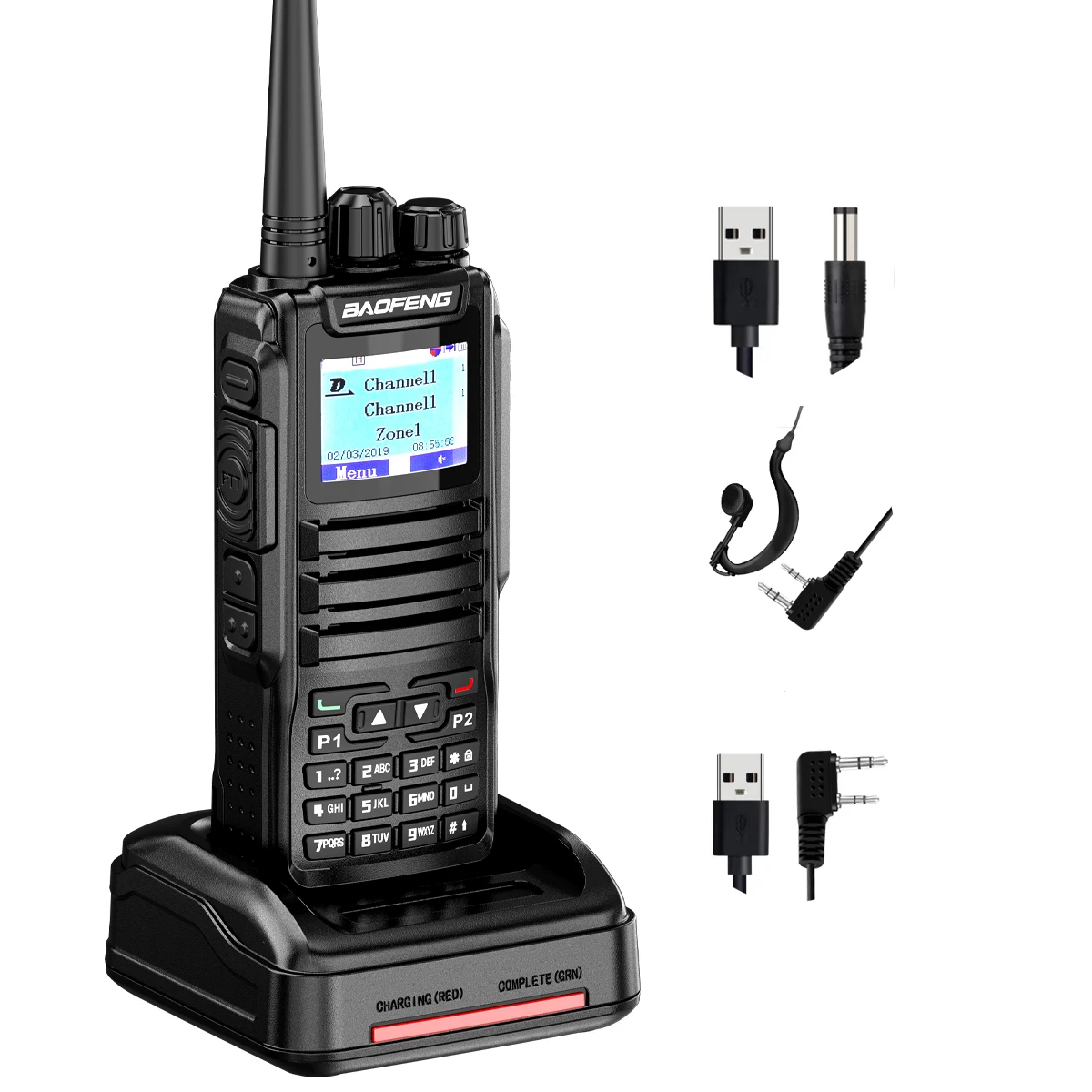 

DM-1701 Dual Band Dual Time Slot DMR/Analog Two Way Radio, 3,000 Channels Amateur Radio/Free Programming Cable, Charger and PTT