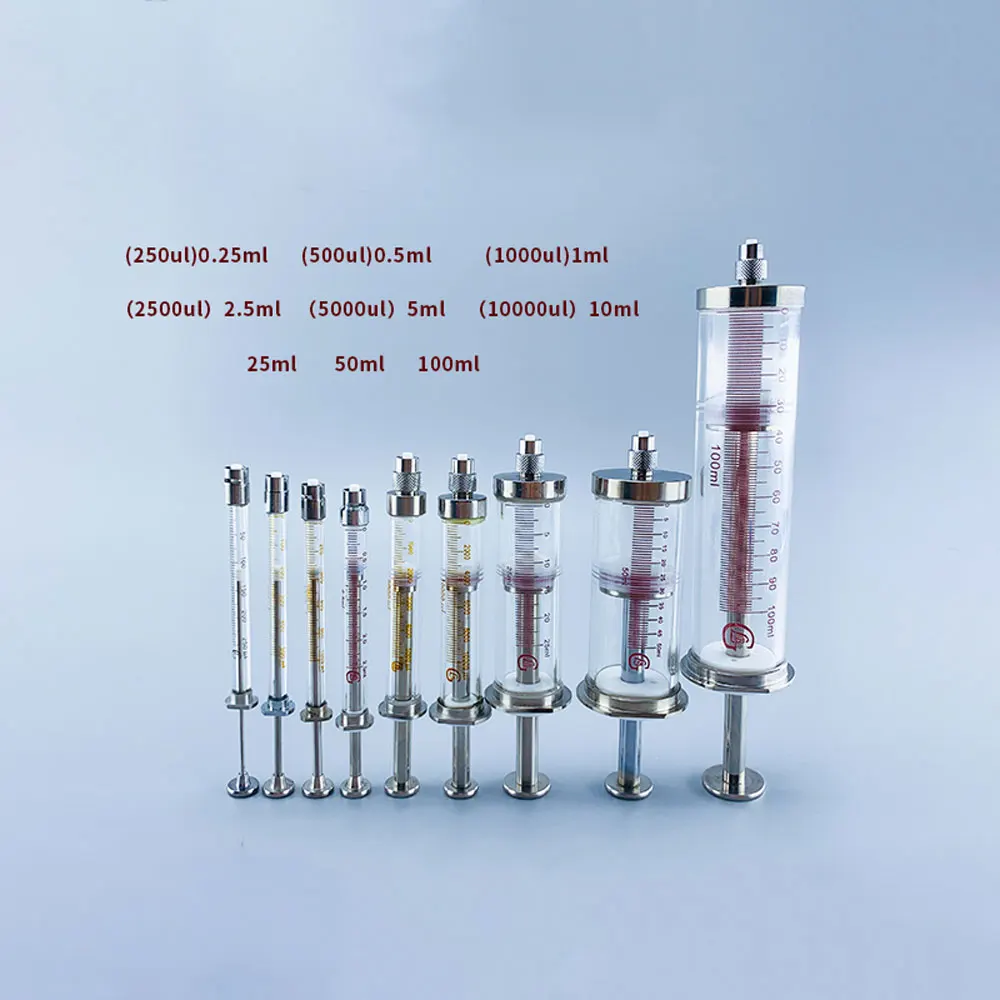 For Gas Chromatography Microsampler 250ul 500ul 2500ul 5000ul 10ml 25ml 50ml 100ml Syringe Ruhr Locking Head Replaceable Needle