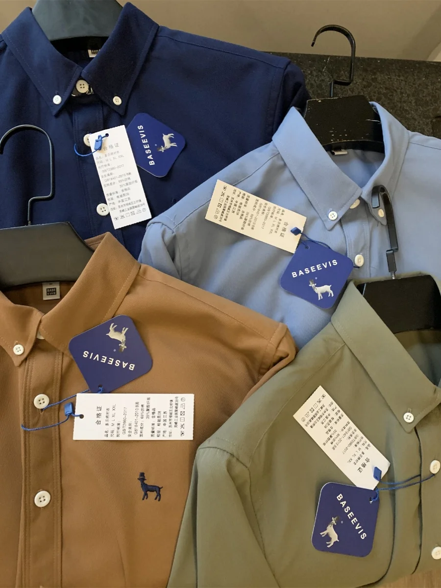 

Comfortable Cotton-Like Men's Busin Casual Long Sve irt Spring Autumn New Sle Stand Fit Youth ular Daily Wear