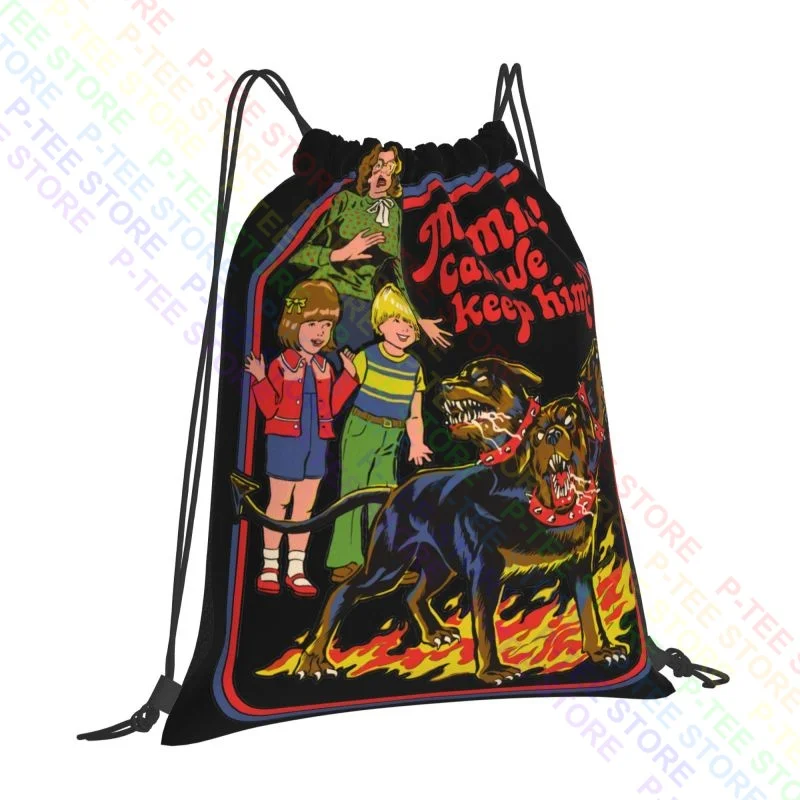 Mommy Can We Keep Him Cerberus Drawstring Bags Gym Bag Print Beach Bag Eco Friendly Outdoor Running