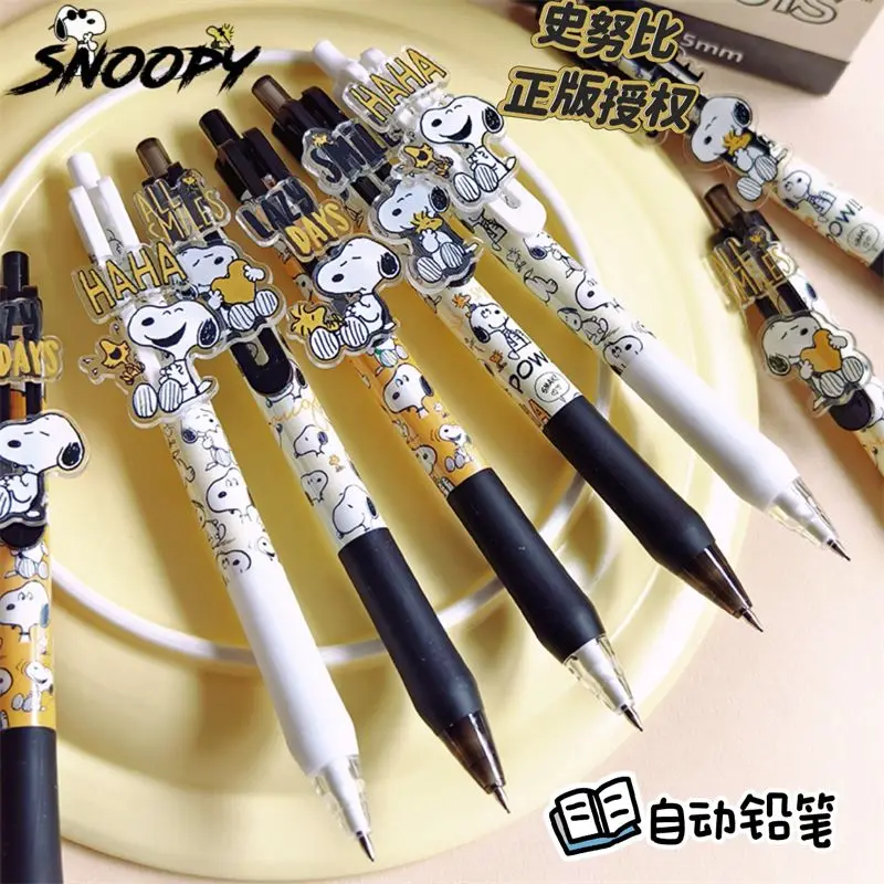 Snoopy Kartun Lucu Siswa Pensil Otomatis Kreatif Alat Tulis Kawaii 0.5Mm Pensil Tekan Hadiah Barang Dagangan Anime Grosir
