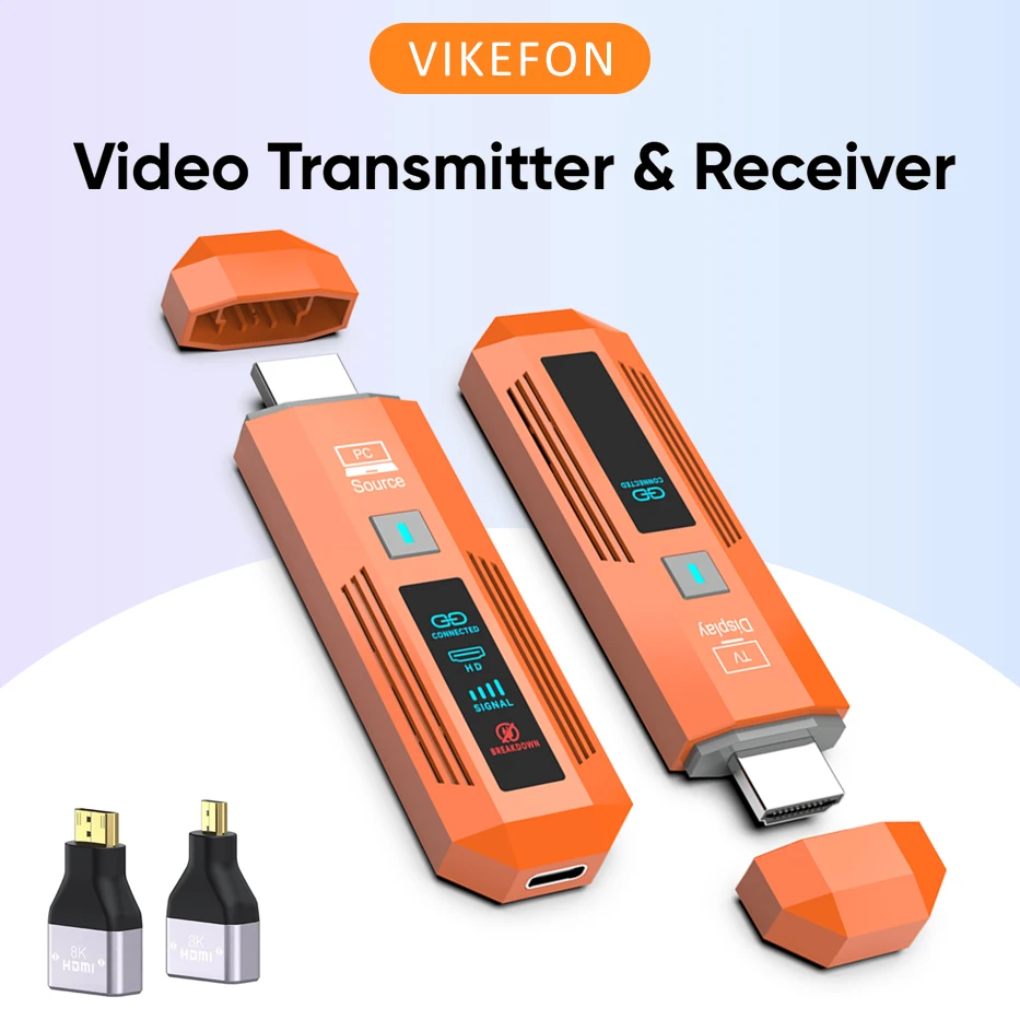 1TX TO 2RXS LED Screen Wireless Transmitter & Receiver, 4K Decode 1080P@60Hz Low Latency Plug & Play for Gaming, Home Theater
