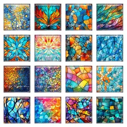 10pcs/lots Square Photo Glass Cabochon Rainbow Colorful Charms Demo Flat Back Cameo For Diy Jewelry Making Accessories