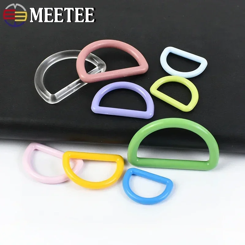 30/50Pcs Meetee 15-38mm Plastic Buckles for Women's Belt Bag D Ring Strap Connector Clasp Hook Keychain Rings Sewing Accessories