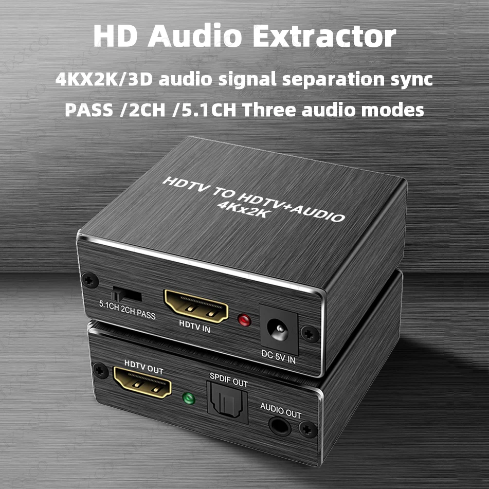 4K HDMI-Compatible Audio Extractor Converter with 3.5mm Audio Splitter Adapter For PS4 TV DVD Home Theater