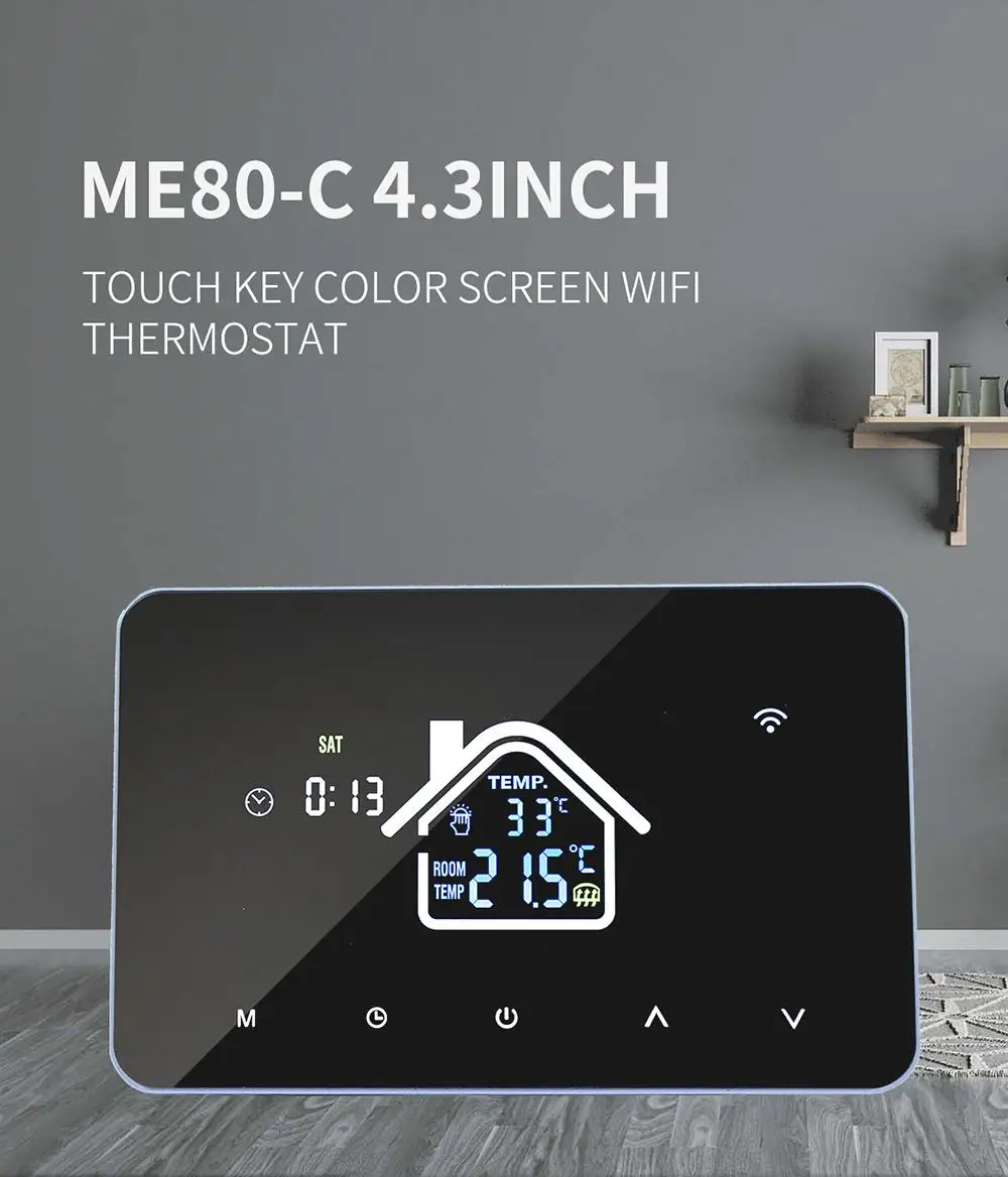 Aubess สมาร์ท WiFi Thermostat 4.3นิ้วหน้าจอสีทำความร้อนความร้อนน้ำ/หม้อไอน้ำอุณหภูมิ Controller สำหรับ Tuya Alexa