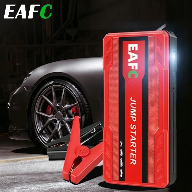 Arrancador de Coches Portátil 600A, Arrancador de Emergencia para Gasolina ≤3.0L 12V, Arrancador de Batería para el Camino, Enchufe Anti-Inversión, Doble USB y LED