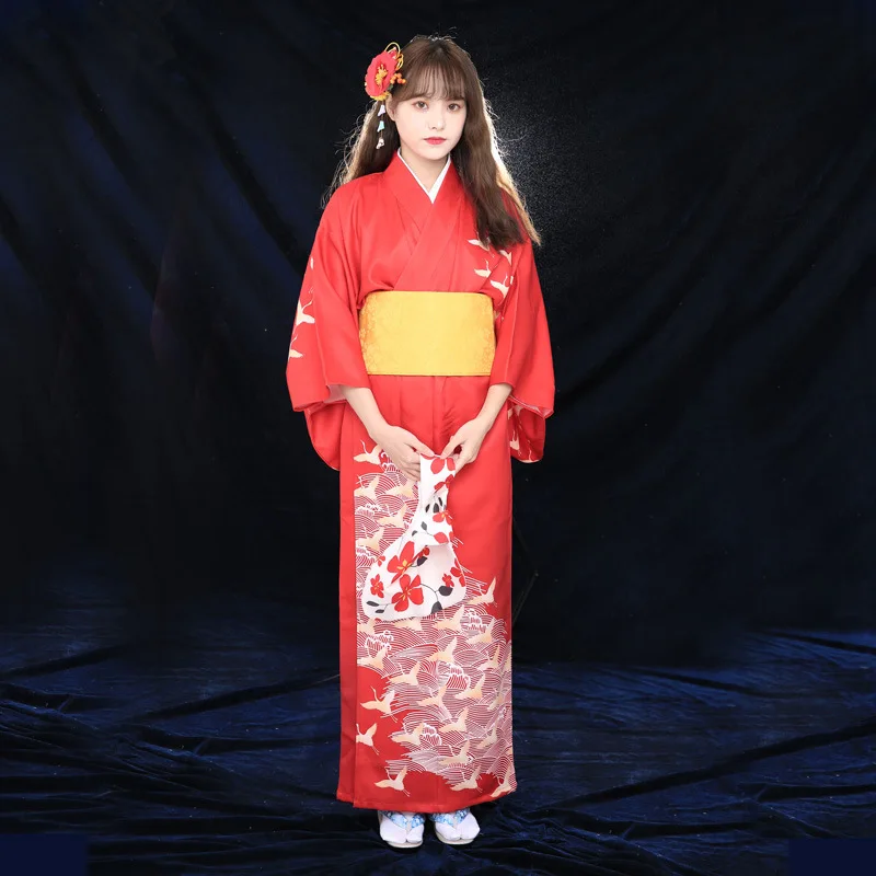 Goddess Girl Kimono Photo Japanese Improved Version Positioned As Little Crane Autumn/winter Thick And Wind Small Pattern Kimono