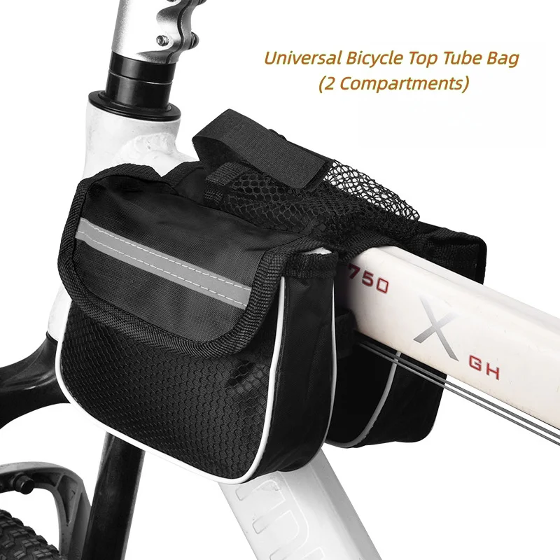 

Bicycle Top Tube Bag Semi-Elliptical Bike Frame Bag | On-The-Go Storage for Phone, Wallet, Keys | Fits Road & Mountain Bikes