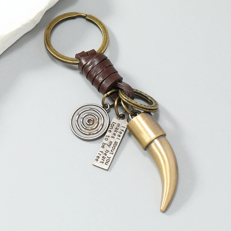 Vintage metal key rings Charm Holder leather keychain