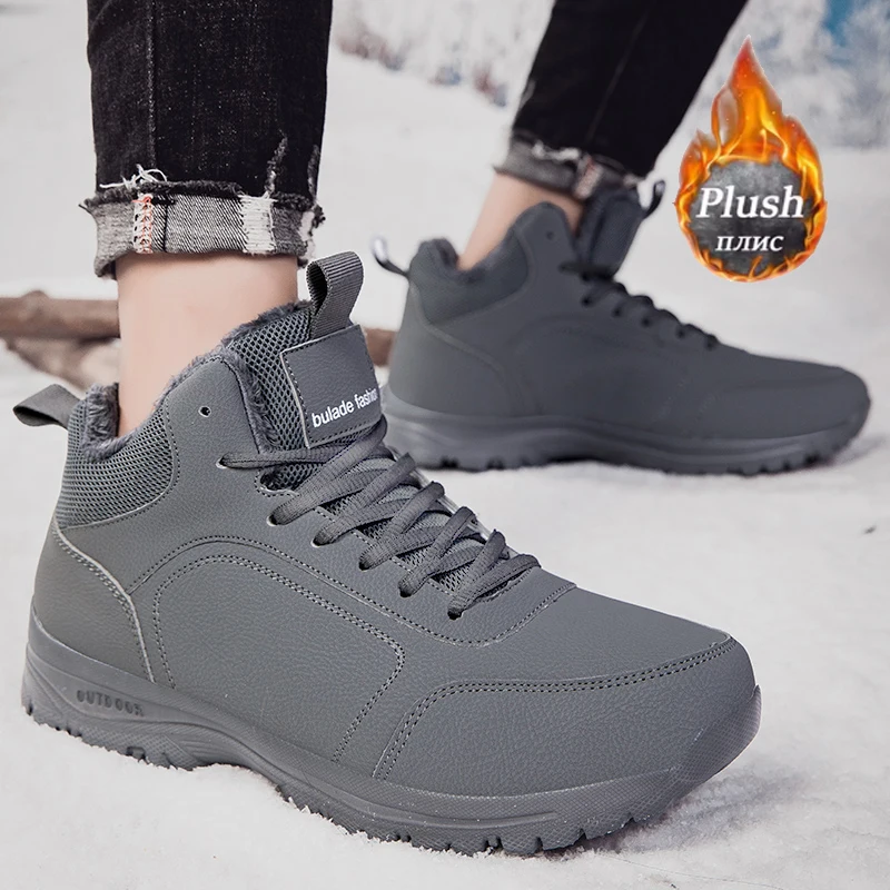 ELUVA Men Waterproof Snow Boots Winter Boots Fur Lined Non Slip Lightweight Thermal Comfort Hiking Outdoor Work Shoes Man
