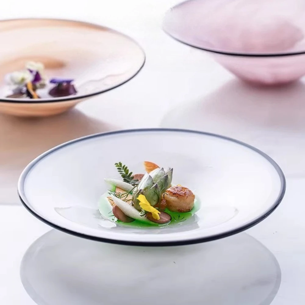 

Стеклянная салатница с узором «Облака», современная минималистичная, для дома, в скандинавском стиле, креативная, в форме птичьего гнезда, для десертов, посуда для ресторана и кухни