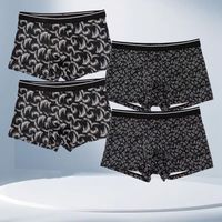 4PCS Simple Stripe Letter Men's Flat Panties Seamless Large Size Boxer Shorts Male Low Waist Underpants Mens Underwear Man