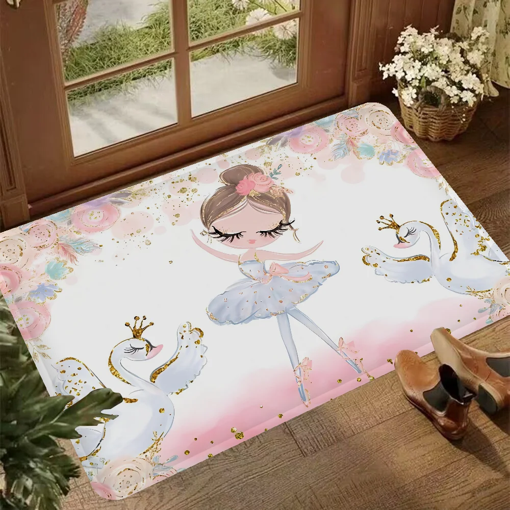 Cute Ballet Girl Ballerina Fairy Floor Mat Floor Carpet Kids Room Decoration  Anti-Slip Doormat Living Room Hotel Decor MatHome