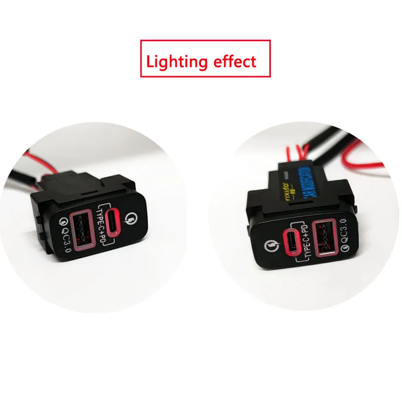 Caricabatteria da auto rapido a LED rosso TYPE-C presa di interfaccia USB QC3.0 12V/24V per Mitsubishi Pajero Triton ASX Zinger LancerFortis Galant