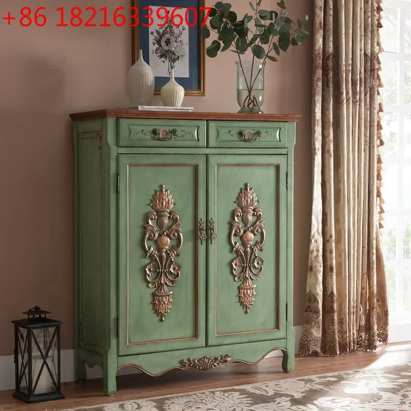 

Тумба для обуви TAO из массива дерева, узкая, для небольшой квартиры, с золотой резьбой