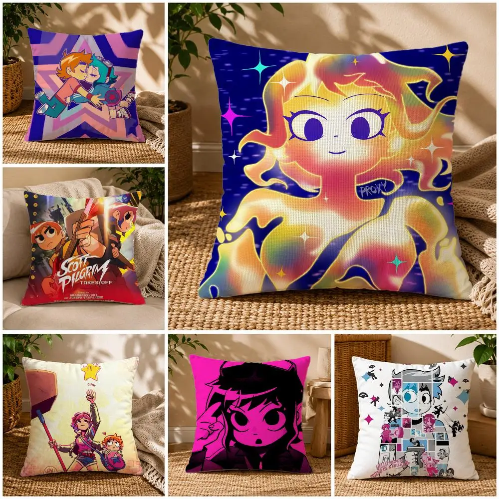 IP-Scott Pilgrim vs. the WorldS Cushion Cover Soft Short Plush Zippered Cushion Covers 40/45/50cm Square Decor for Sofa Home