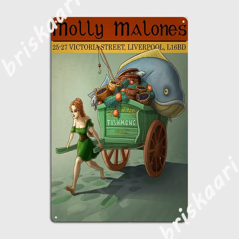 Molly Malone Fishmonger Metal Plaque Poster Cinema Living Room Plates Retro Tin Sign Posters