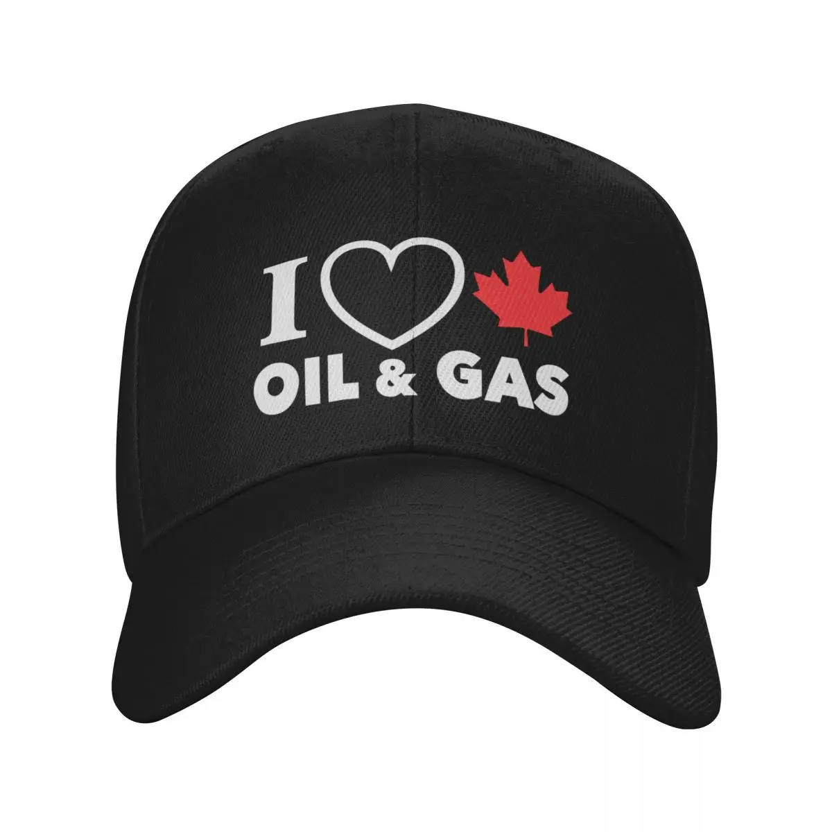 I Love Canadian Oil and Gas Red Heart and Maple Leaf Alberta Pipelines black background HD HIGH QUALITY ONLINE STOR Baseball Cap