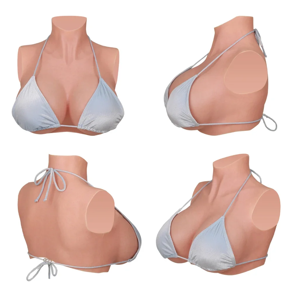 Factory Direct 2026 Top Rated Real silicone fake breasts B/C/D/E/G/H cup size; simulated clavicle, capillaries, skin texture