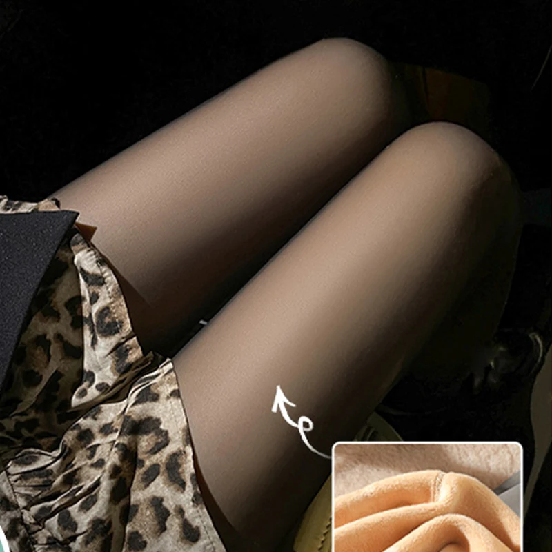 Fleece Thermal Leggings Sexy Translucent Legging Seamless Women High Waist Pantyhose Winter Warm Elasticity Stockings