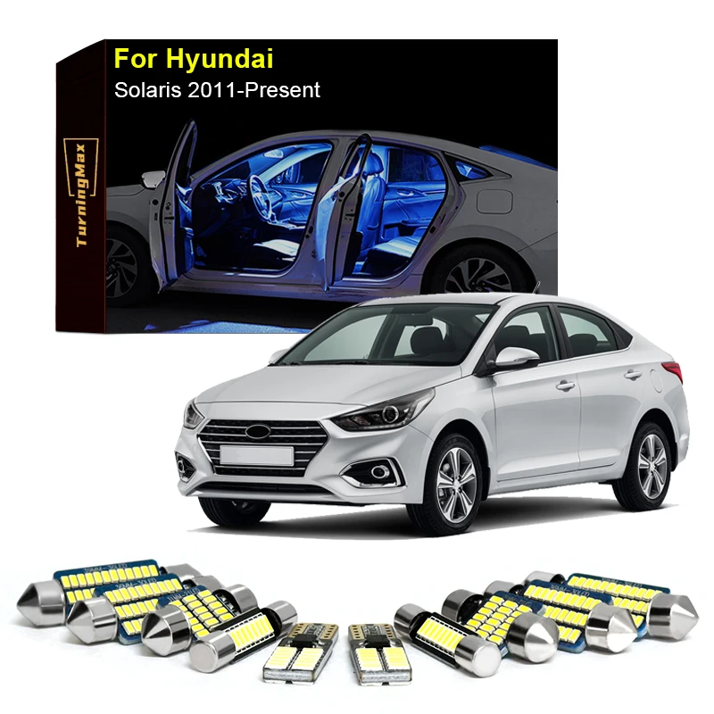 

Canbus Interior Lighting LED Bulbs Kit For Hyundai Solaris Hatchback 2011-Now Trunk Dome Map Lights Indoor Lamps Car Accessories