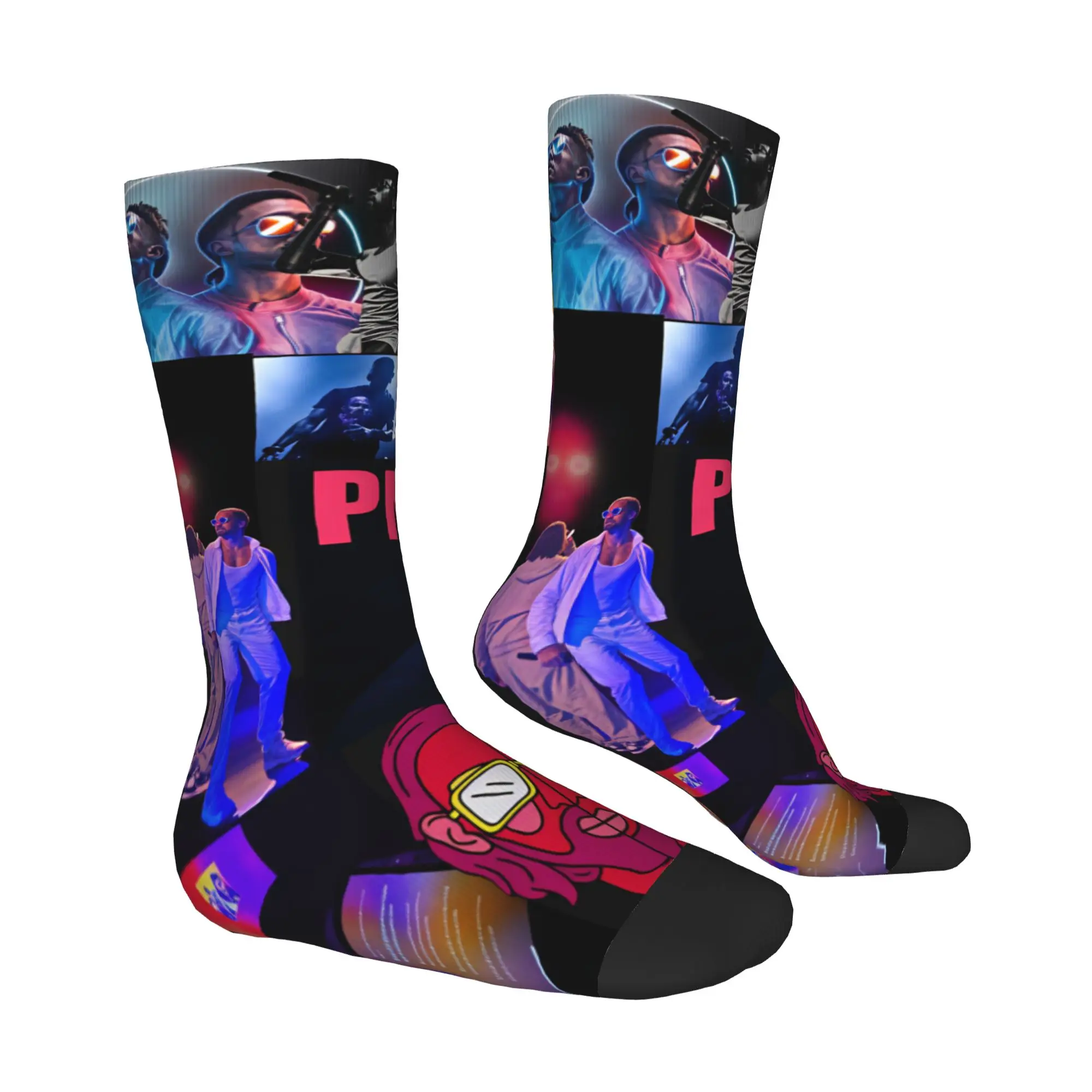 P-PNL Collage Le Monde Chico Dress Socks Mens Womens Warm Fashion French Rapper Mushic Crew Socks