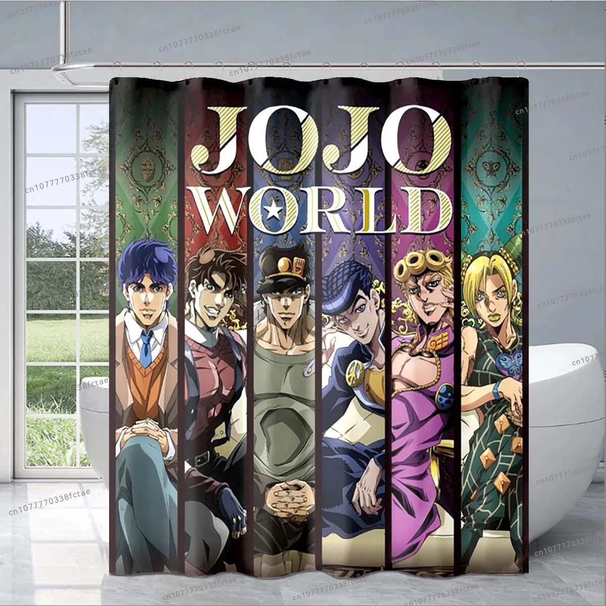 Jojo Anime Shower Curtain Japanese Classic Anime Collage Pattern Shower Curtain Bathroom Decoration Shower Curtain Birthday Gift