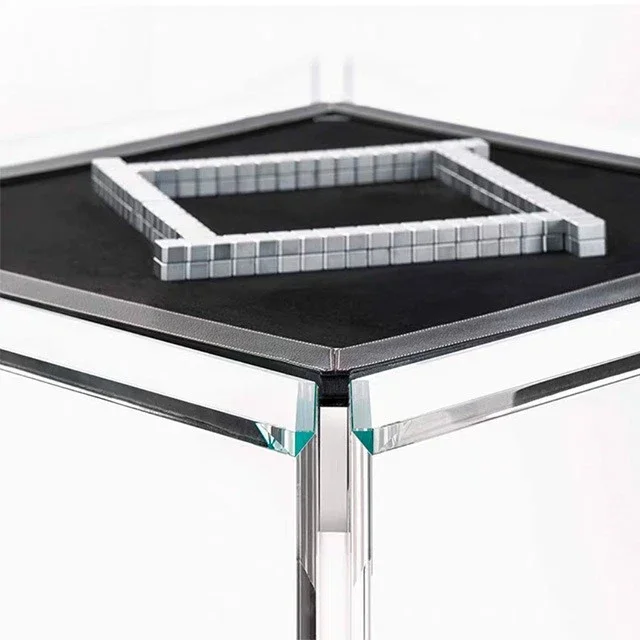 Итальянский минималистичный стол для маджонга из хрустального стекла, прозрачная квадратная машина для маджонга в клубном отеле
