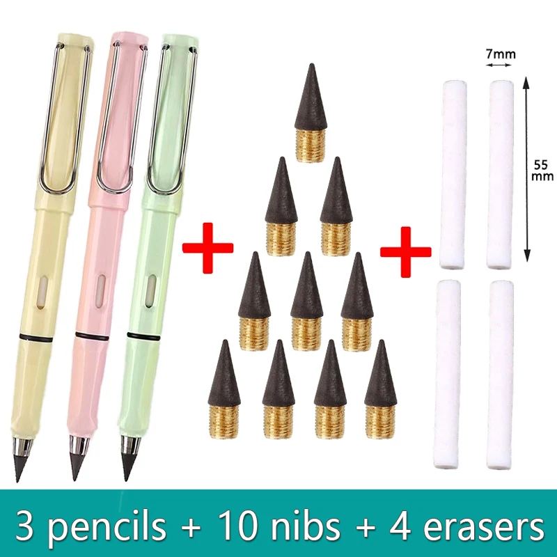 17 PCS Set Infinity Pencils Eternity Pencil Kawaii Mechanical Unlimited Pens Art Supplies School Supplies Cute Korean Stationery