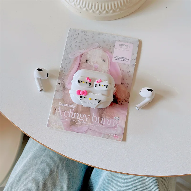 Hello Kitty Airpods аксессуары для бикини Anime Sanrio Cute Y2K Hot Girl креативные наушники Apple Kawaii Мультяшные аксессуары Подарки