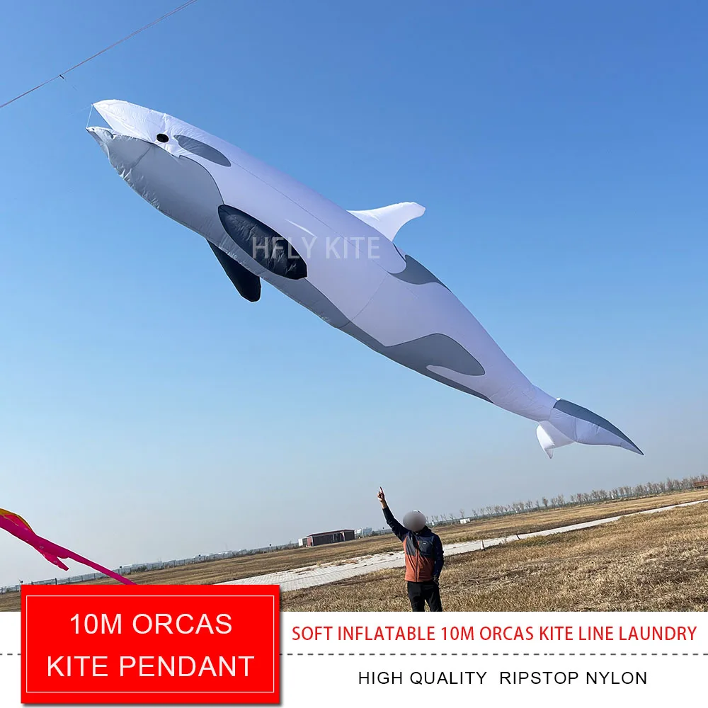 

HFLY Новое поступление, мягкий надувной 10 м Orcas, линия воздушного змея, стирка для взрослых, высокое качество, нейлон Ripstop, подвеска в виде воздушного змея с китом