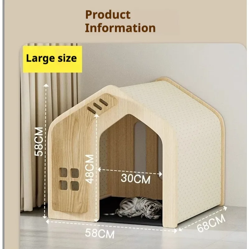 Luxury Sturdy Eco Wooden Pet House, Sliding Door Cat Dog Kennel, Four Season Indoor Shelter With Custom Logo Printing Pet Supply