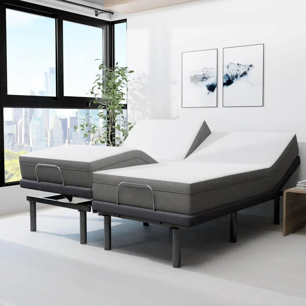 Blissful Nights e4 Cal King Split Adjustable Bed Base Frame with 10