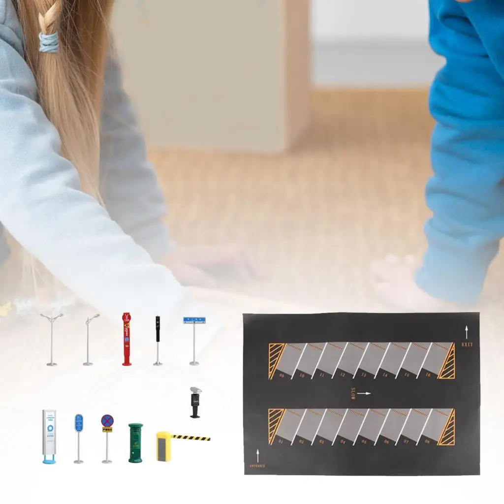 1:64 Large Parking Lots Mat Model Car Diecast Garage Miniature Car Models Show Style F