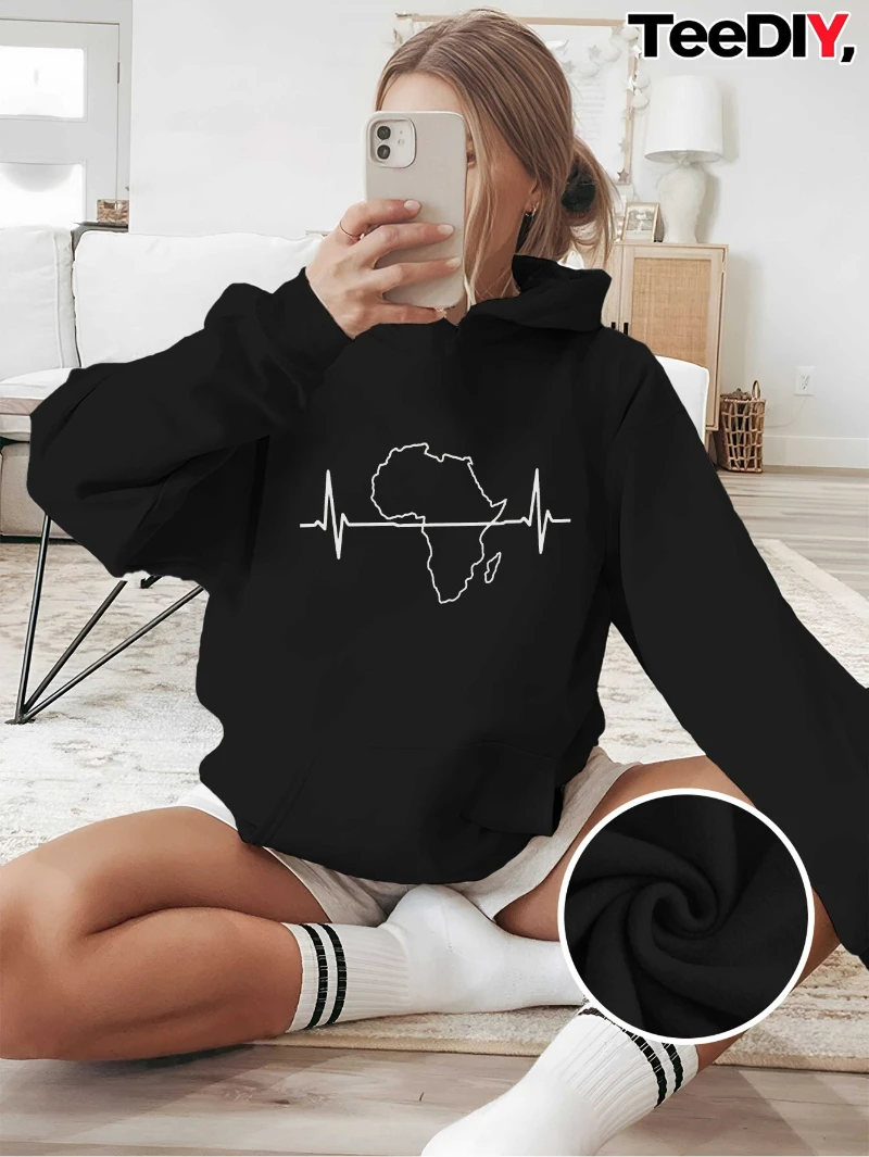 

2025 Autumn and Winter Heartbeat Line Art Women's Hoodies Casual Wear Cozy High-end Luxury Is for Both Men and Women Top Y2k