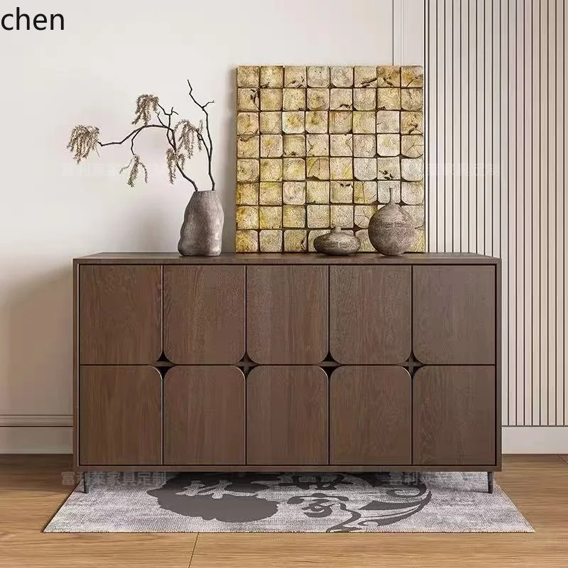 

ZML porch cabinet foyer solid wood storage side cabinet new Chinese model room storage cabinet