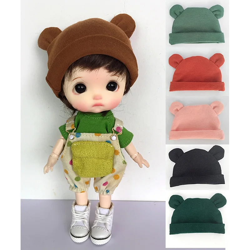 Handmade Ob11 Doll Clothes Cute Bjd Dolls Bear Ears Hats Mini Doll Accessories For GSC YMY Molly Body9 1/12 Doll