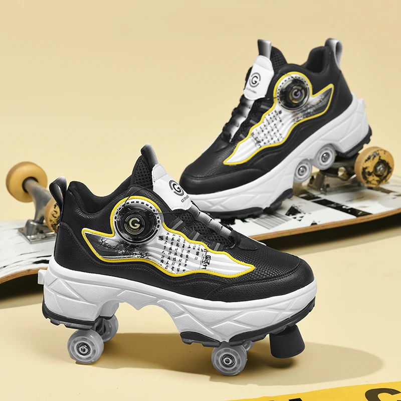 

Adult roller skates Four-wheel retractable ice skate shoes Fashionable impact-resistant sports roller shoes Very good