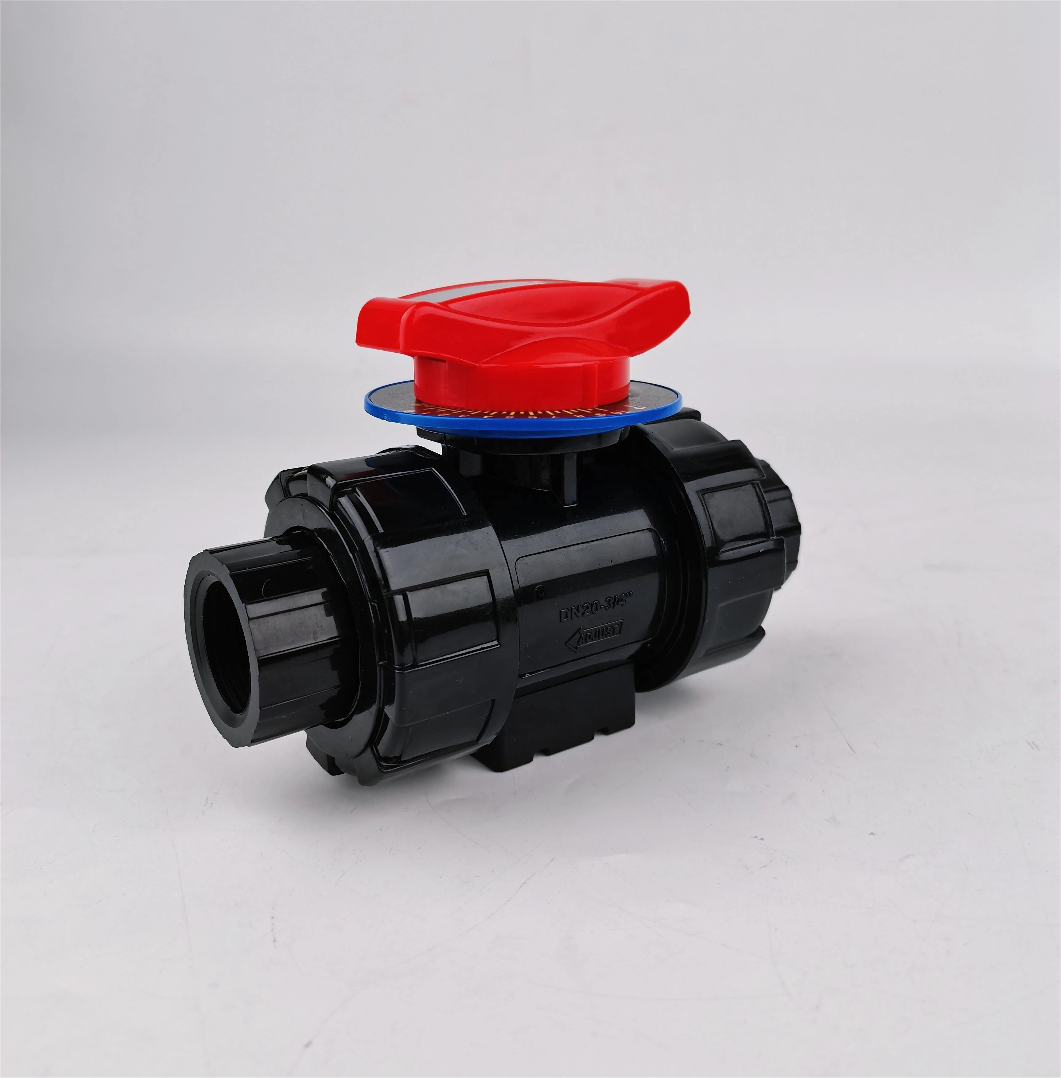 미터링 V 모양 볼 밸브 빨간색 핸들 밝은 회색 밸브 또는 압력 세척 시스템용 검정색 밸브