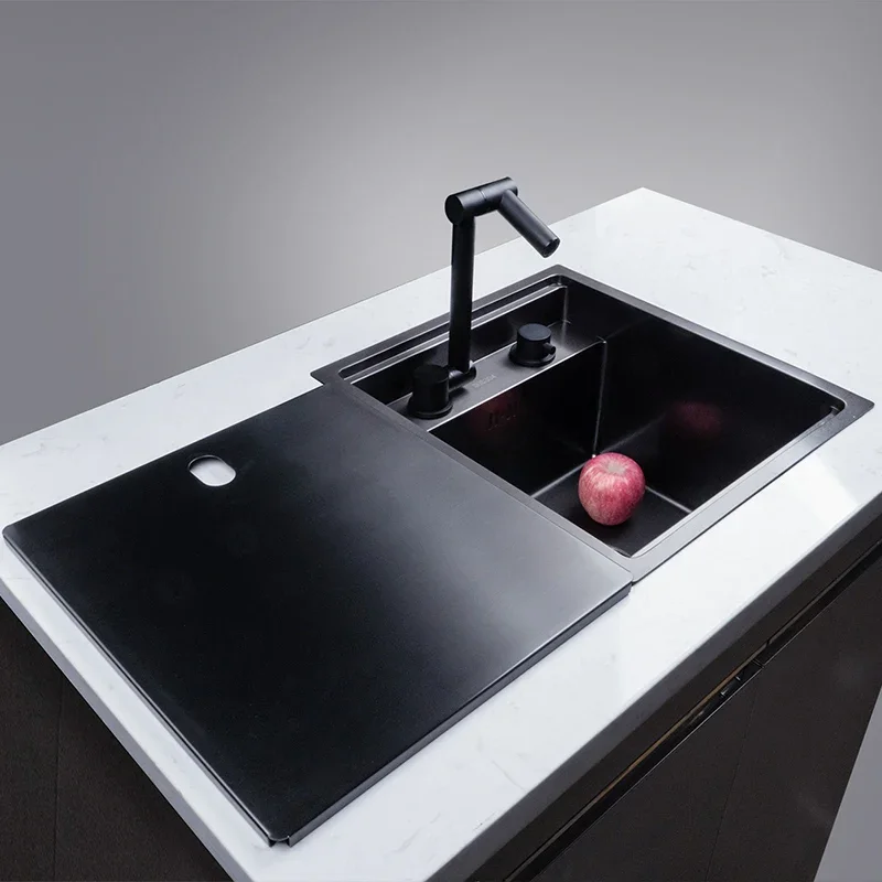 black Hidden Kitchen sink Single bowl Bar Small Size  Stainless Steel Balcony  Concealed  kitchen