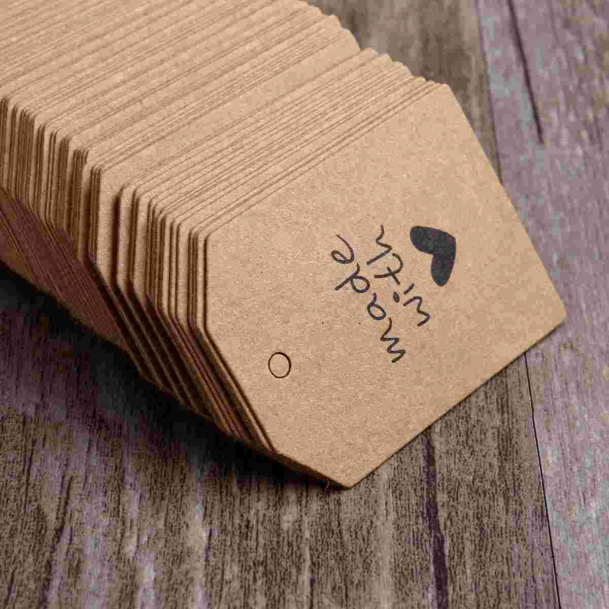 100 Pcs Labels Wedding Favor Gift Kraft Paper Made with Heart Letter Tag Luggage Tags Bride