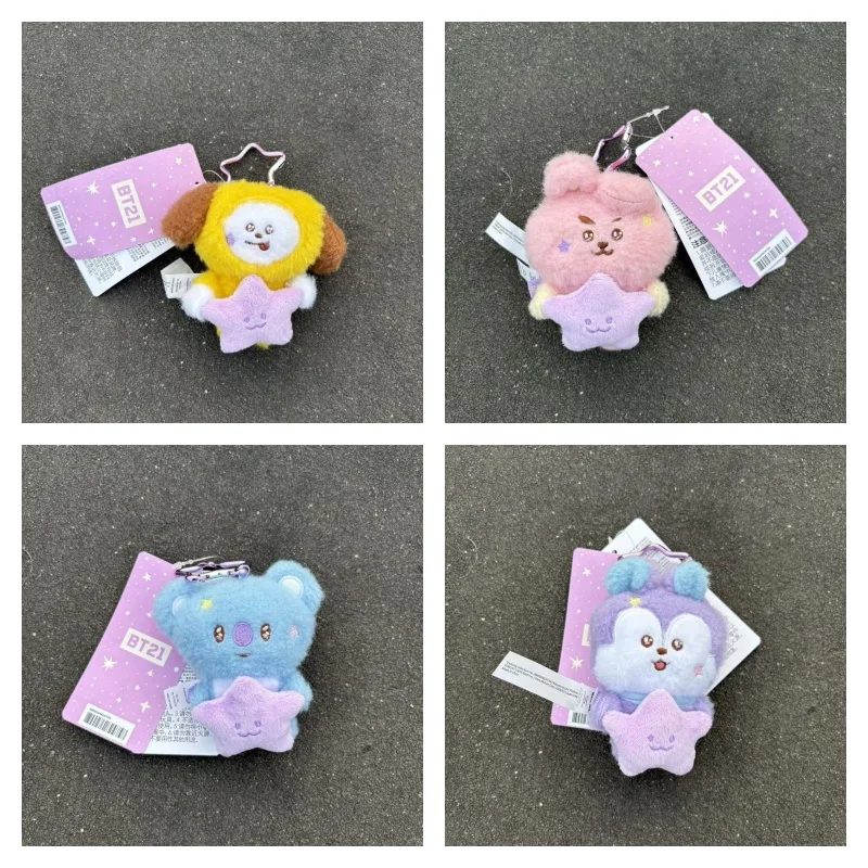 Peluche de 10 cm de Anime BT21, Juguete de Peluche Creativo de la Nueva Serie de Viajes Tata Cooky, Muñeco de Peluche, Accesorio para Mochila, Llavero, Regalo para Niñas