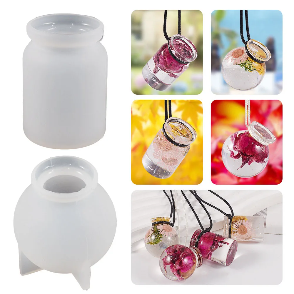 Drift Bottle Pendant Crystal Epoxy Resin Mold Cylinder Round Jewelry Pendant Necklace Cute Key Chain Silicone Mold