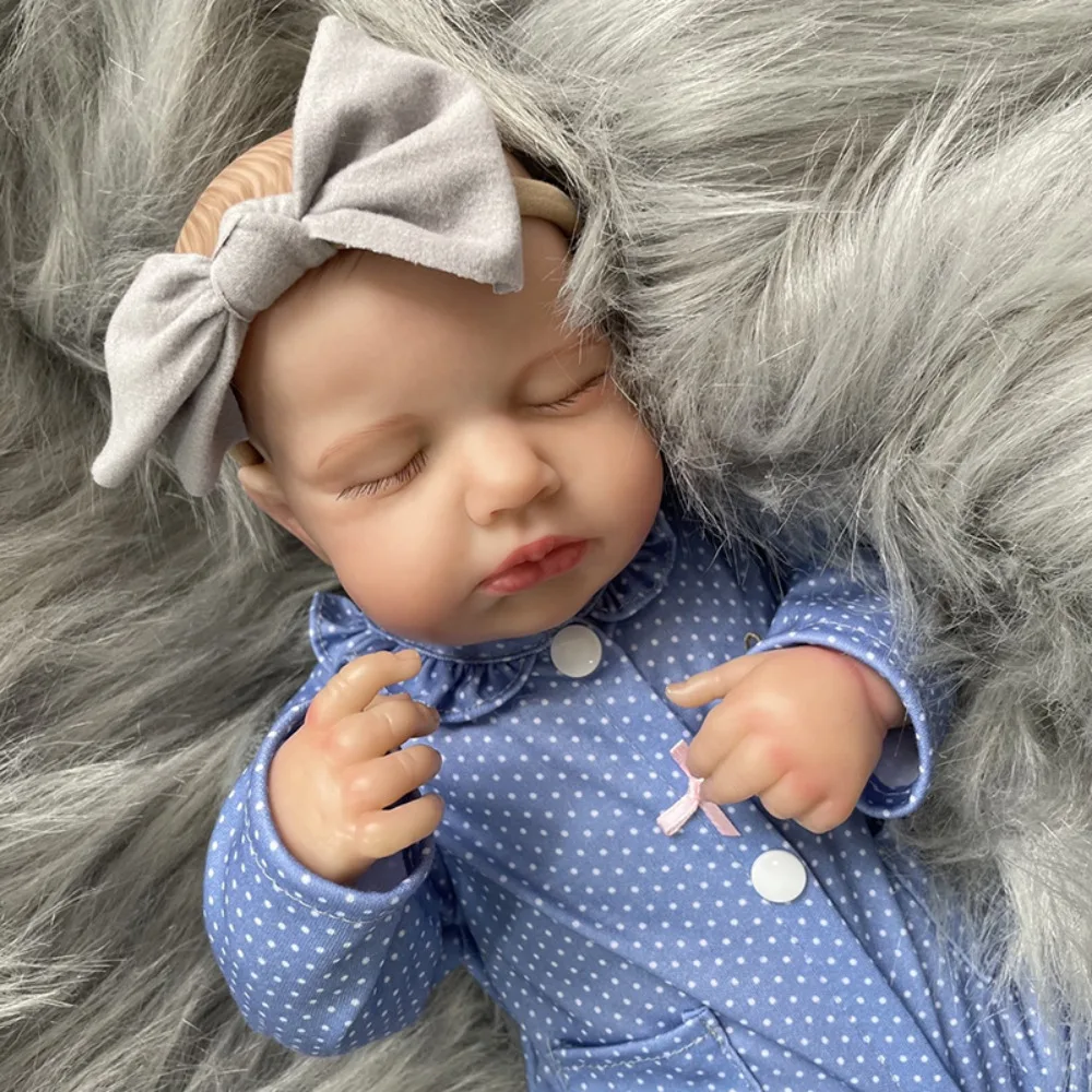 

49CM Reborn LouLou Sleeping Baby Dolls 3D Painting Skin with Visible Veins Muñeca Bebe Reborn Dolls Real Looking Baby Dolls