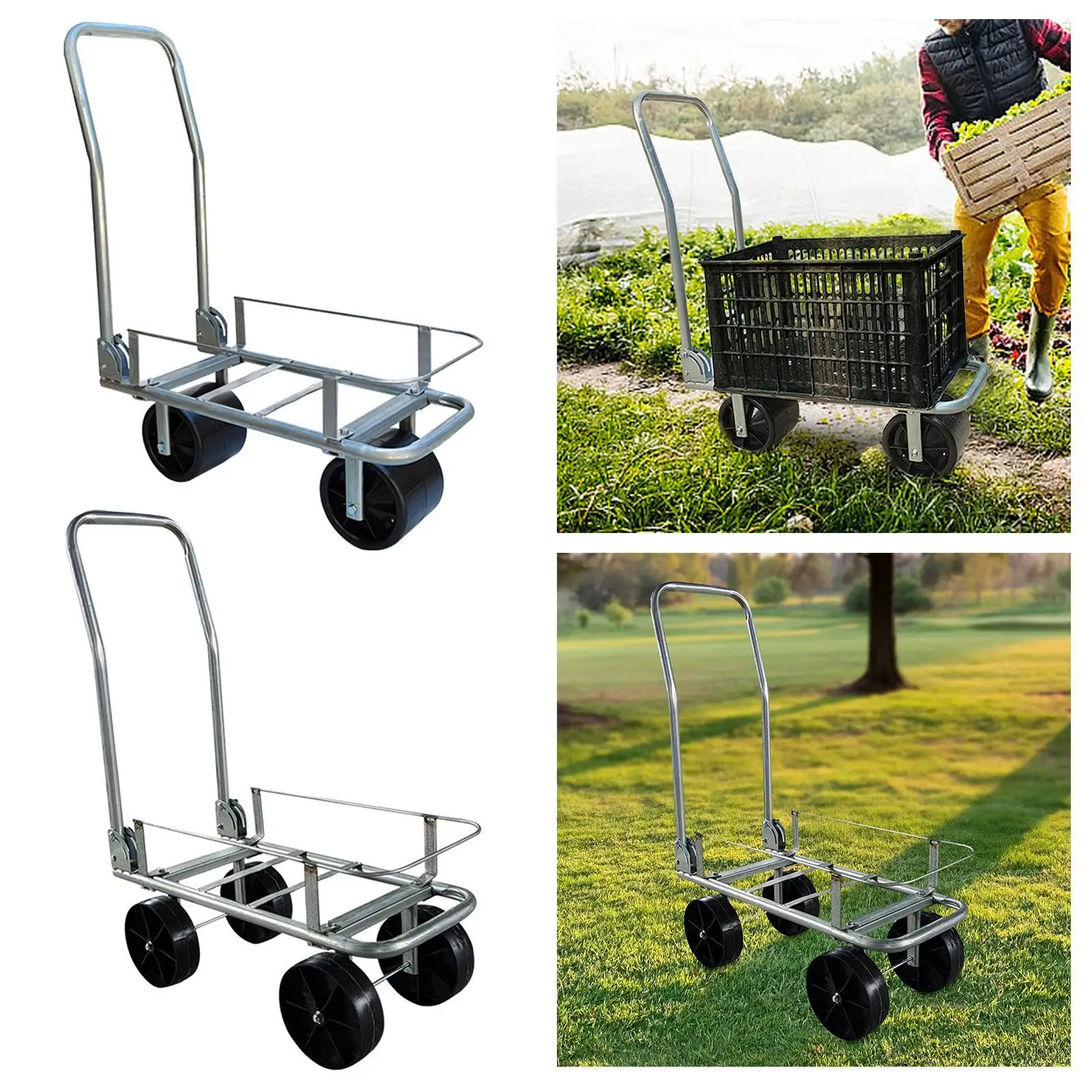 

Folding Hand Cart Shopping Multifunctional Lightweight Stable Heavy Dut Utility Cart Fruit Vegetable Picking Transport Vehicle