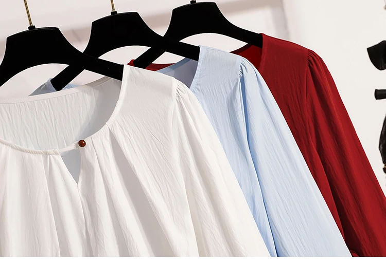 2026 Weiße Bluse mit Kordelzug-Taille, langen Ärmeln, lockerem Schnitt, verjüngendem Peplum, Babydoll-Stil, lässiges Top aus Crinkle-Stoff – Detail 6